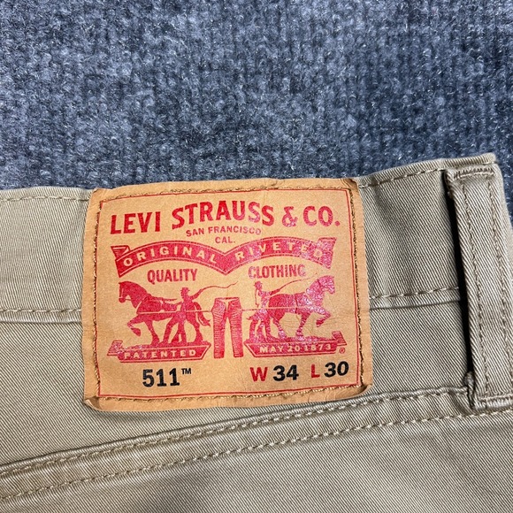 Levi's 511 Slim Fit Pants Men's 34x30 All Seasons Tech Twill Chinos Tan Khaki - Picture 5 of 13